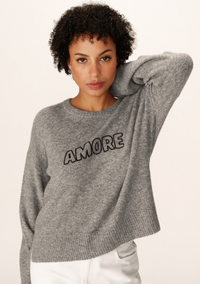 Grace and Mila Grey Oversized 'AMORE' Supersoft Knit