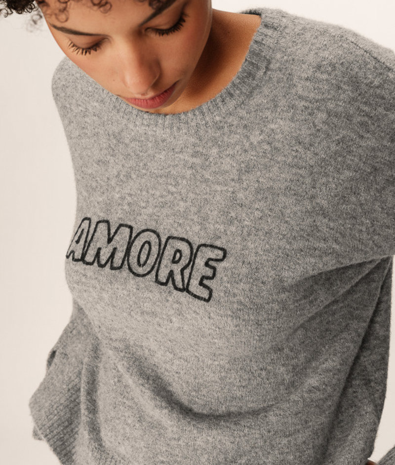 Grace and Mila Grey Oversized 'AMORE' Supersoft Knit