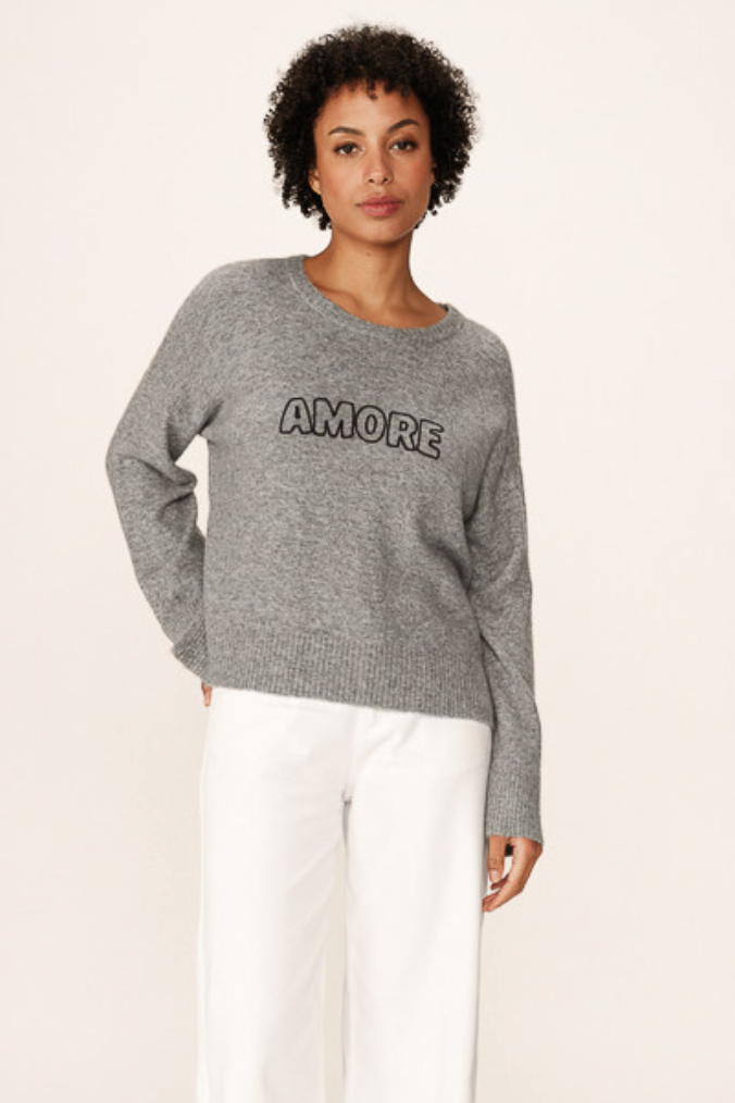 Grace and Mila Grey Oversized 'AMORE' Supersoft Knit