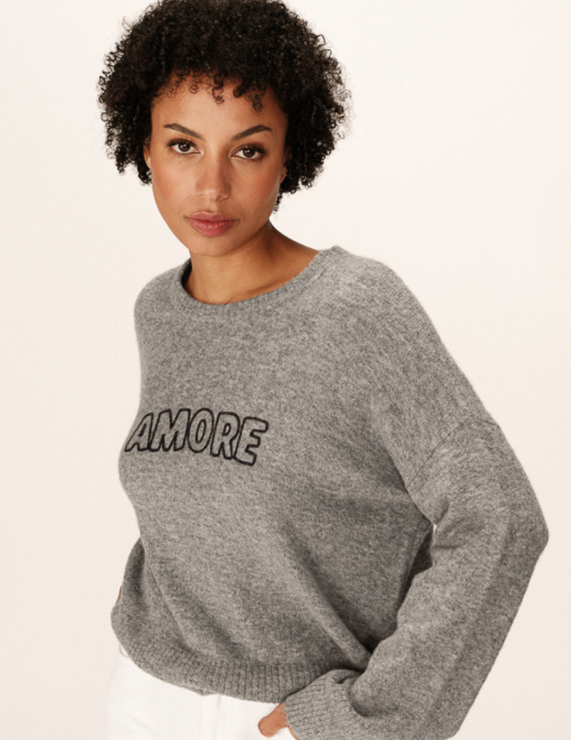 Grace and Mila Grey Oversized 'AMORE' Supersoft Knit