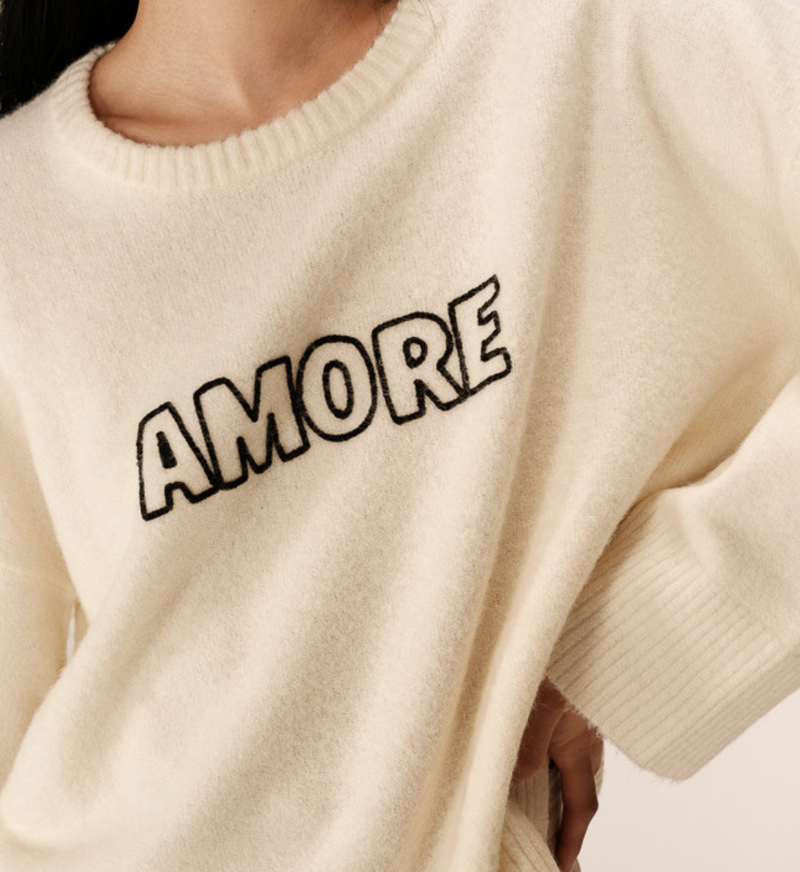 Grace and Mila Cream Oversized 'AMORE' Supersoft Knit