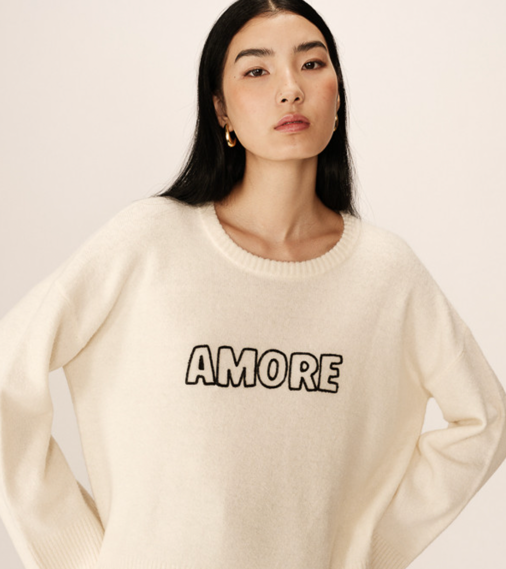 Grace and Mila Cream Oversized 'AMORE' Supersoft Knit