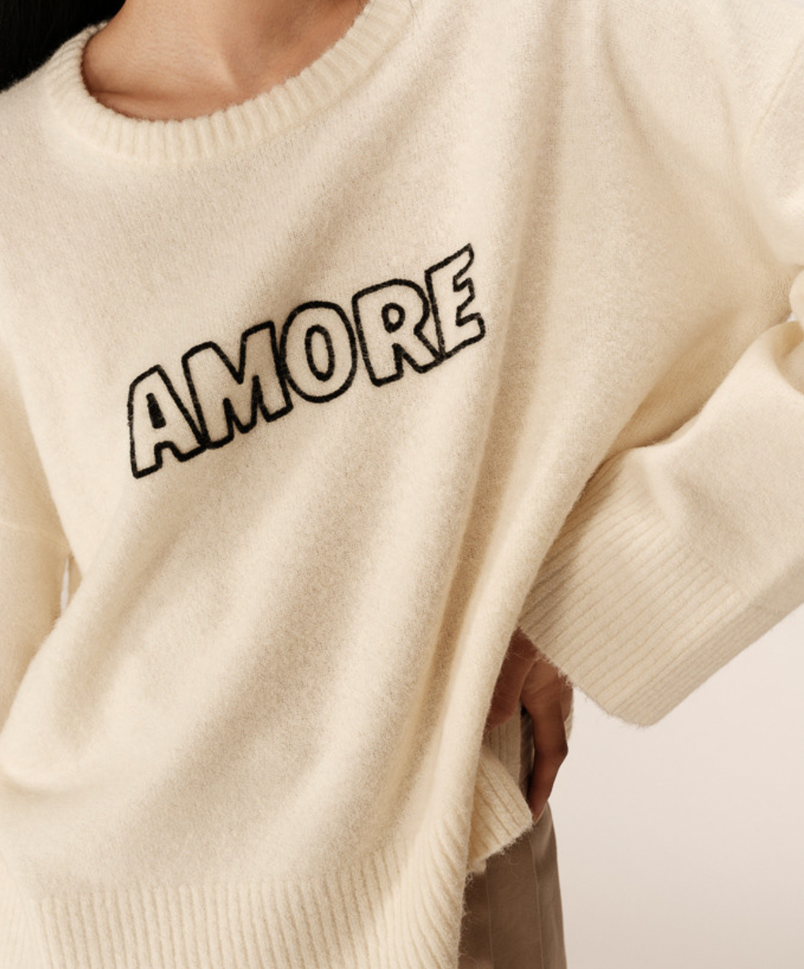 Grace and Mila Cream Oversized 'AMORE' Supersoft Knit