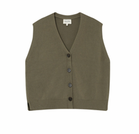 Grace and Mila Pancake Khaki Knitted Cropped Waistcoat