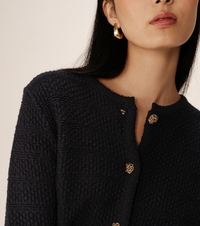 Grace and Mila Paca Marine Navy Textured Button Cardigan