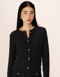 Grace and Mila Paca Marine Navy Textured Button Cardigan