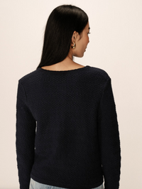 Grace and Mila Paca Marine Navy Textured Button Cardigan