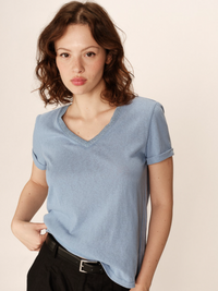 Grace and Mila Pepito Blue V-Neck Lurex T-Shirt