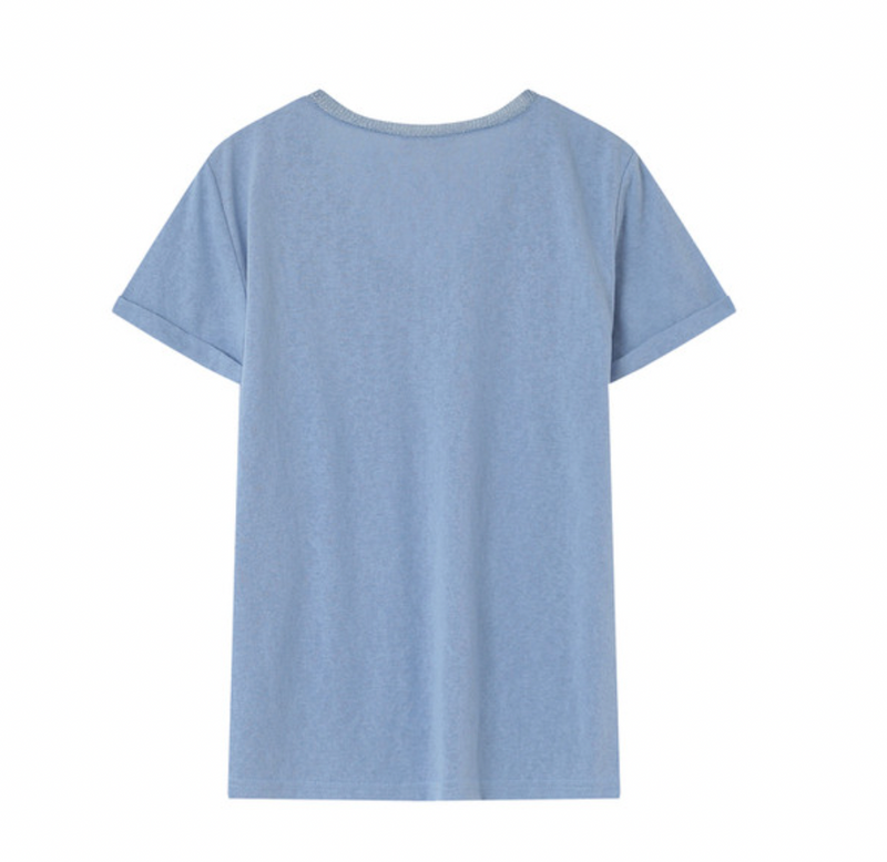 Grace and Mila Pepito Blue V-Neck Lurex T-Shirt