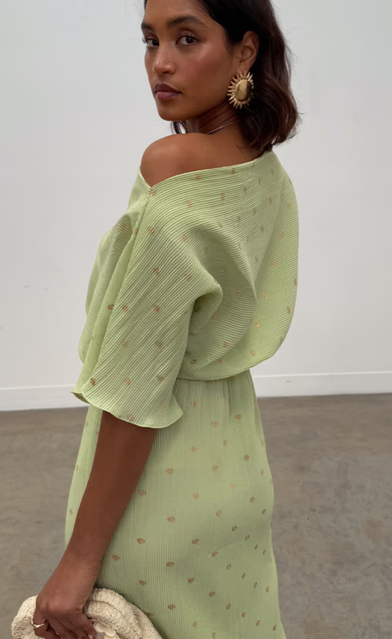 Never Fully Dressed Pistachio Tilly Off the Shoulder Dress Ruby 67 Boutique Never Fully Dressed Pistachio Tilly Off the Shoulder Dress Ruby 67 Boutique