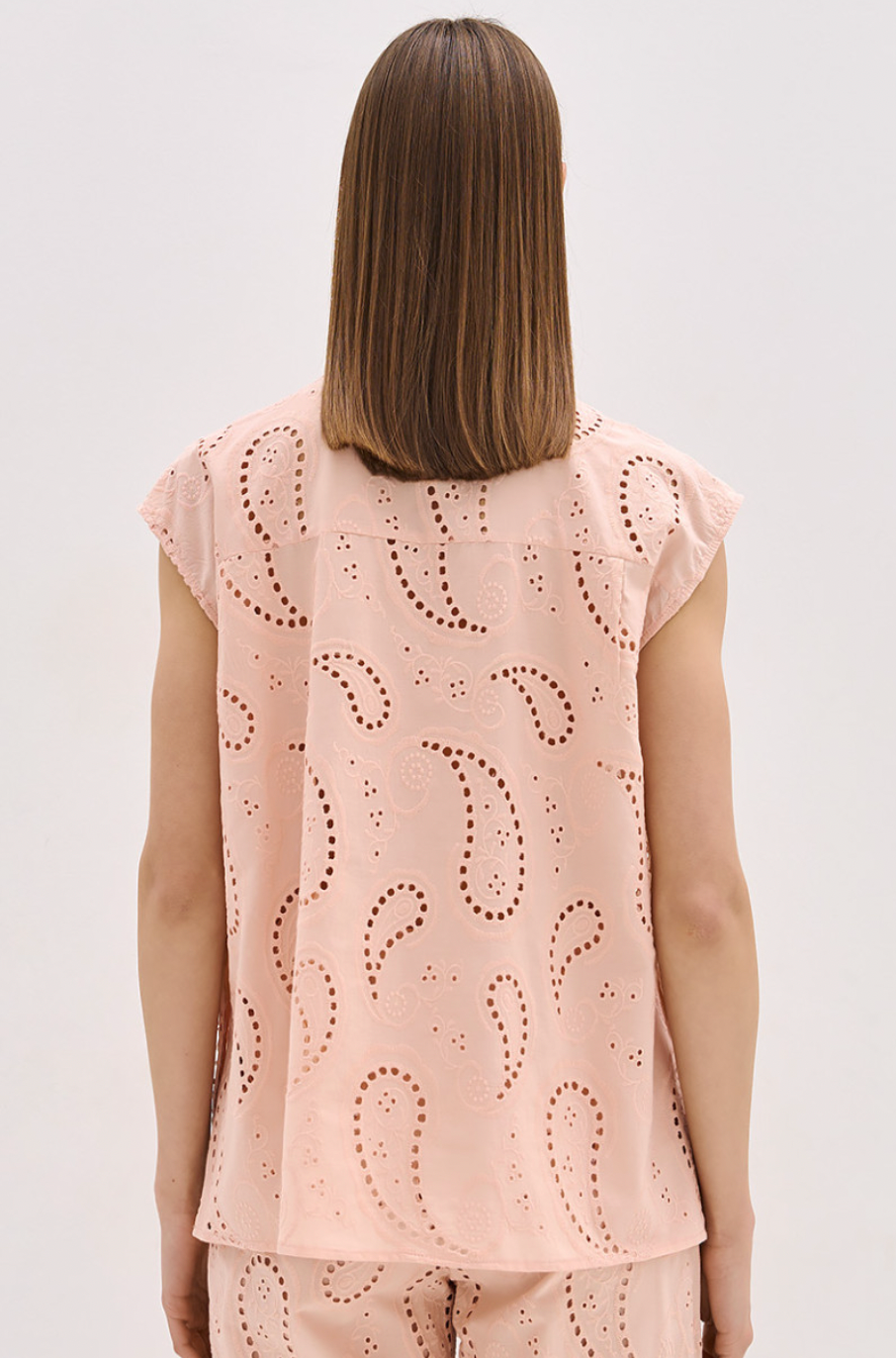 Access Fashion Powder Pink Oversized Broderie Shirt with Embellishment