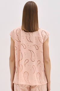 Access Fashion Powder Pink Oversized Broderie Shirt with Embellishment
