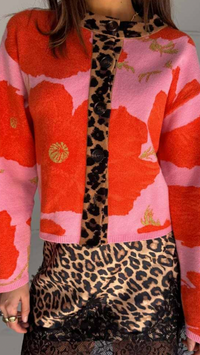 Never Fully Dressed Baby Pink Poppy Leopard Cardigan