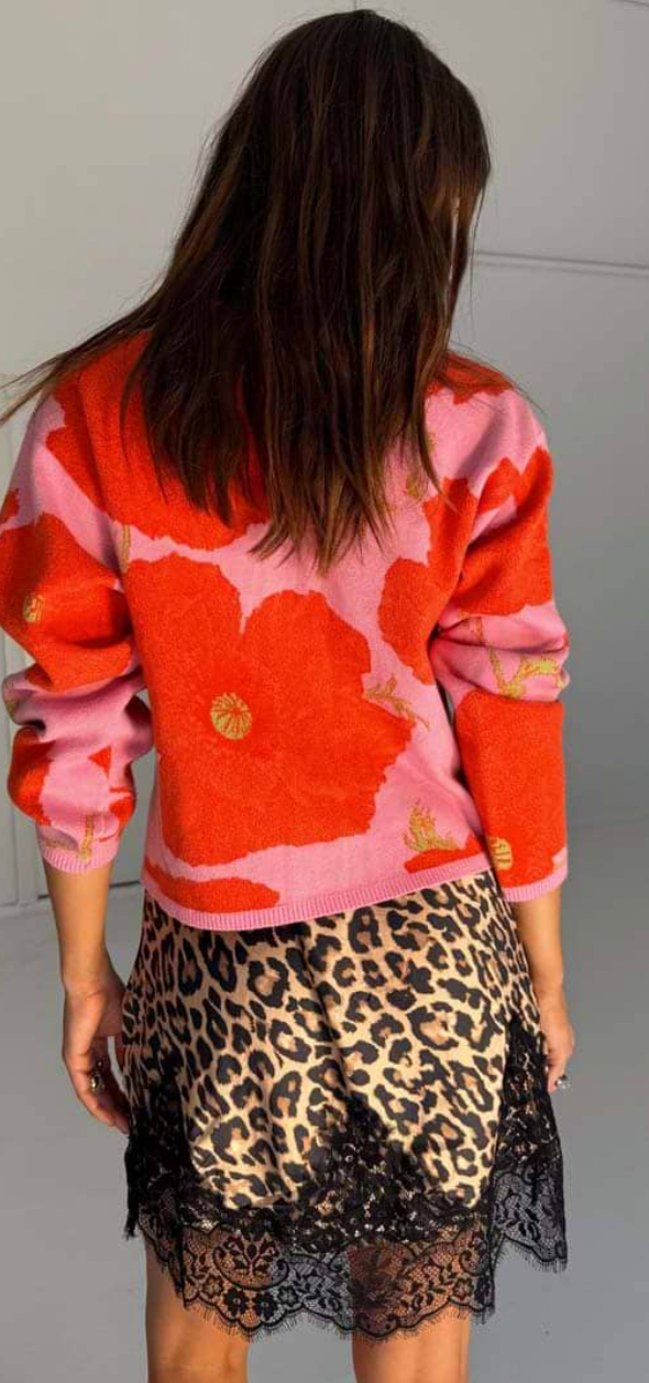 Never Fully Dressed Baby Pink Poppy Leopard Cardigan