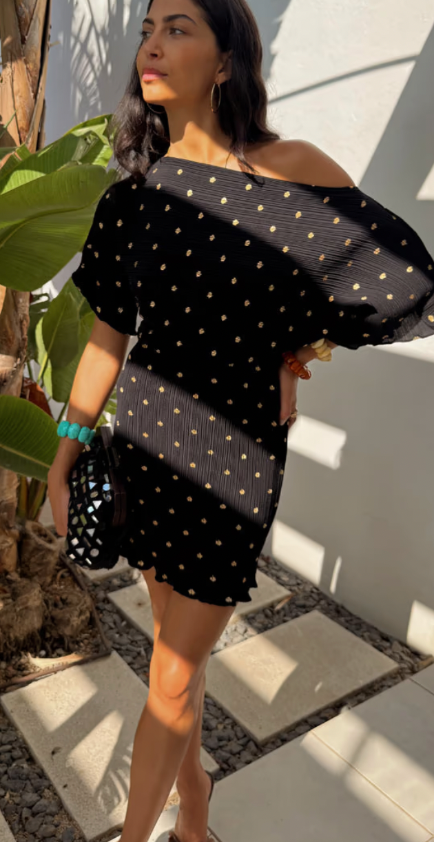 Never Fully Dressed Tilly Black Mini Plisse Off the Shoulder Dress Ruby 67 Boutique Never Fully Dressed Tilly Black Mini Plisse Off the Shoulder Dress Ruby 67 Boutique