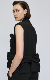 Access Fashion Black Sleeveless Jacket with Bows, 54-1012