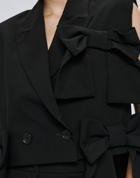 Access Fashion Black Sleeveless Jacket with Bows, 54-1012