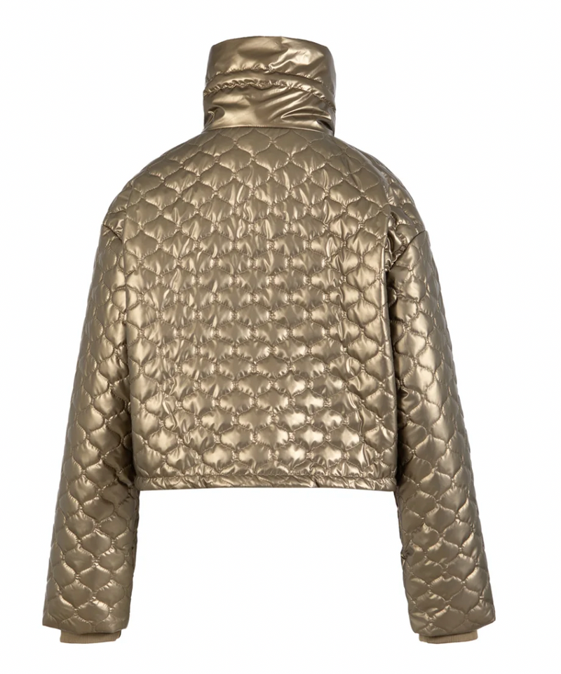 Coster Copenhagen Metallic Sand Quilted Cropped Oversized Jacket