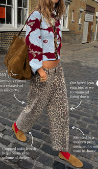 Never Fully Dressed Leopard Barrel Leg Jeans