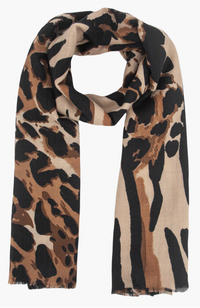 Ruby 67 Mabel Neutral Animal Leopard Print Scarf