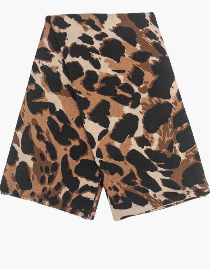 Ruby 67 Mabel Neutral Animal Leopard Print Scarf
