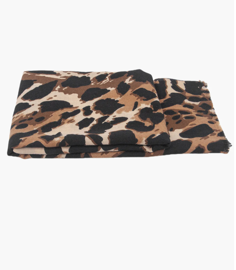 Ruby 67 Mabel Neutral Animal Leopard Print Scarf