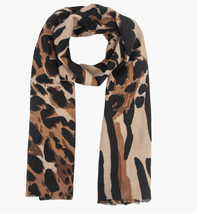 Ruby 67 Mabel Neutral Animal Leopard Print Scarf