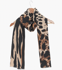 Ruby 67 Mabel Neutral Animal Leopard Print Scarf