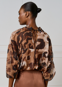 Access Fashion Chocolate Camel Oversized Leopard Blouse