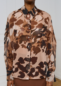 Access Fashion Chocolate Camel Oversized Leopard Blouse