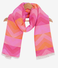 Ruby 67 Bowie Pink/Orange Zig-Zag Knitted Scarf