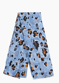 Ruby 67 Raya Baby Blue Leopard Print Scarf