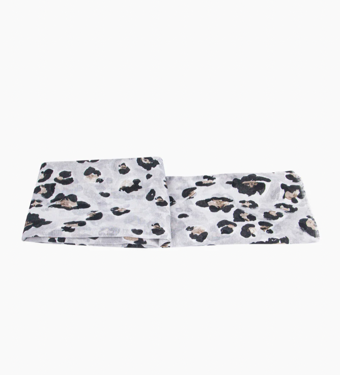Ruby 67 Raya Grey Leopard Print Scarf