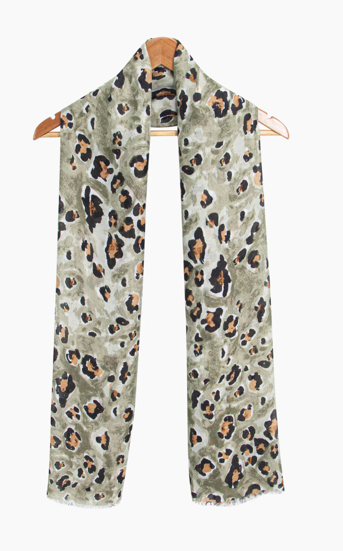 Ruby 67 Raya Khaki Leopard Print Scarf