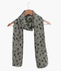 Ruby 67 Kara Khaki/Black Hearts Scarf