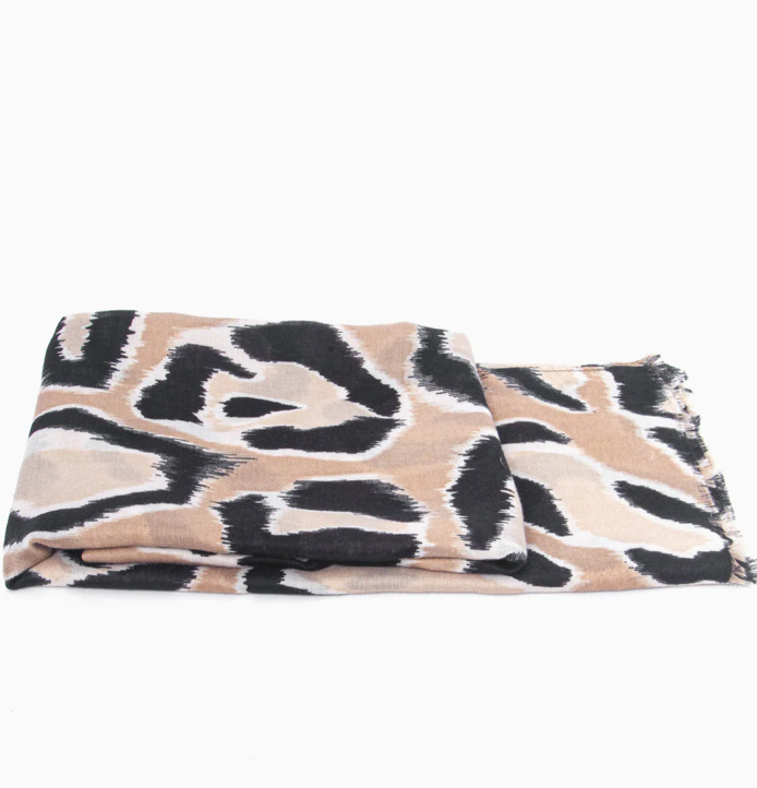Ruby 67 Laura Neutral Leopard Scarf