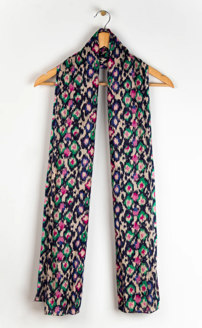 Ruby 67 Belle Navy Blue Abstract Printed Scarf