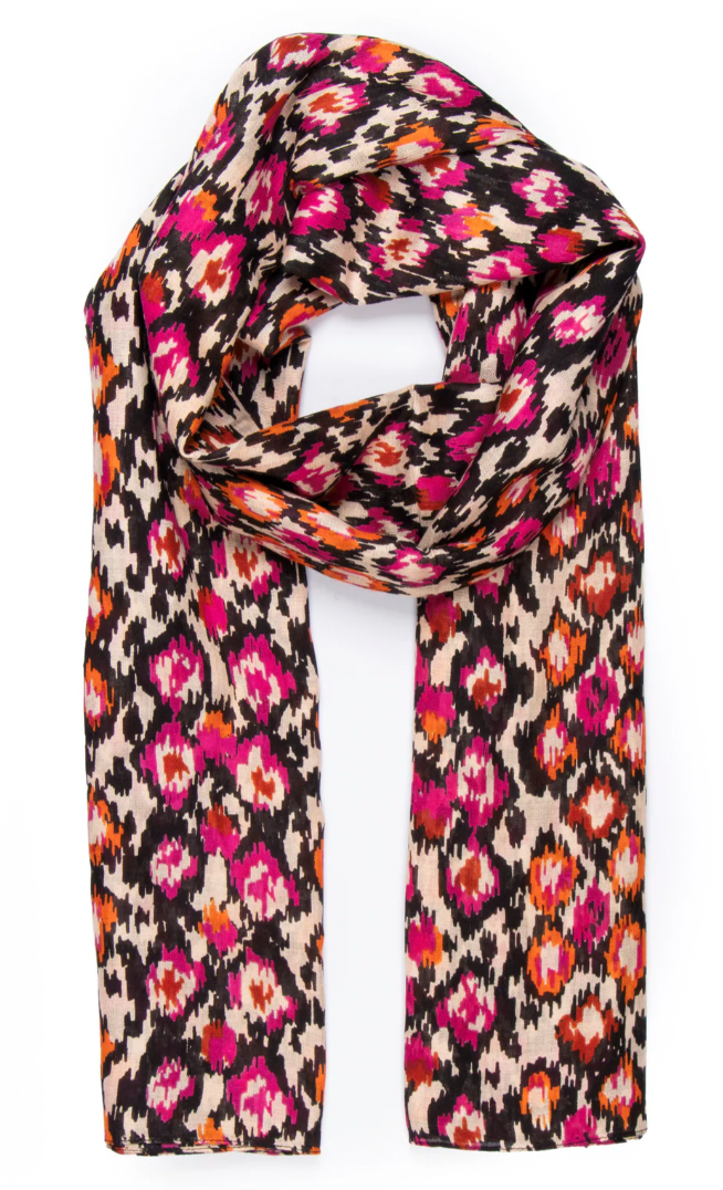 Ruby 67 Belle Fuchsia/Orange Abstract Printed Scarf