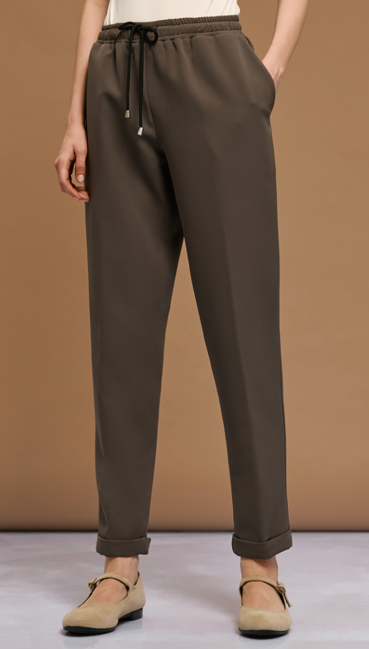 Access Fashion Chocolate Brown Elasticated Waist Trousers