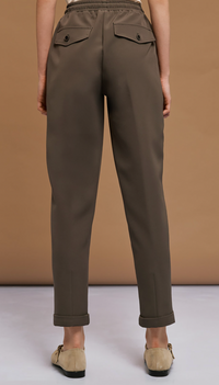 Access Fashion Chocolate Brown Elasticated Waist Trousers