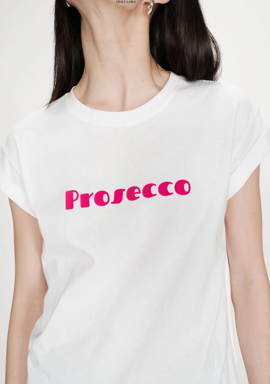 Grace & Mila Vico Fuchsia 'PROSECCO' Logo T-Shirt