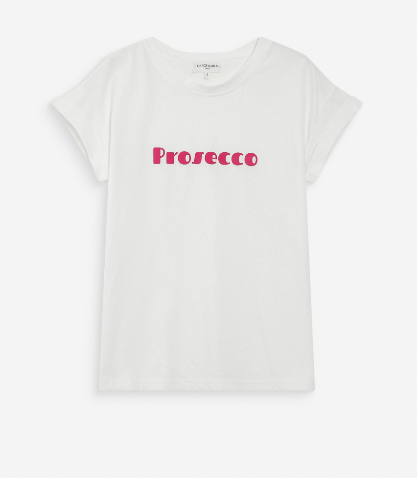 Grace & Mila Vico Fuchsia 'PROSECCO' Logo T-Shirt