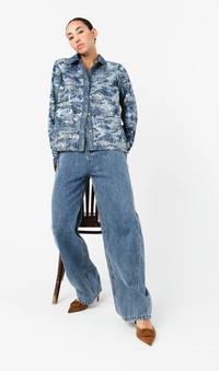 Coster Copenhagen Denim Blue Sequin Shirt Jacket