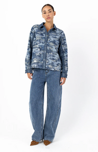 Coster Copenhagen Denim Blue Sequin Shirt Jacket