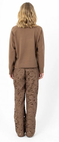 Coster Copenhagen Mocha Mousse Lace Wide Leg Trousers, 261-3107