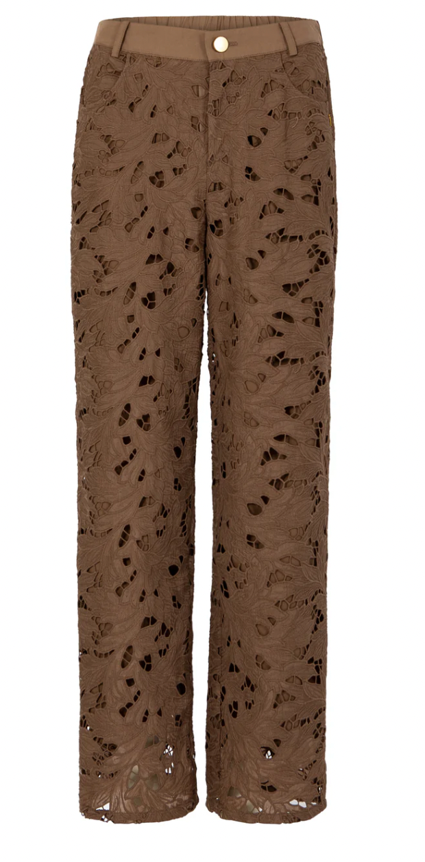 Coster Copenhagen Mocha Mousse Lace Wide Leg Trousers, 261-3107