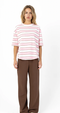 Coster Copenhagen Pink Stripe with Burgundy Oversized T-Shirt, 261-1120