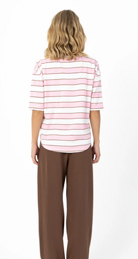 Coster Copenhagen Pink Stripe with Burgundy Oversized T-Shirt, 261-1120