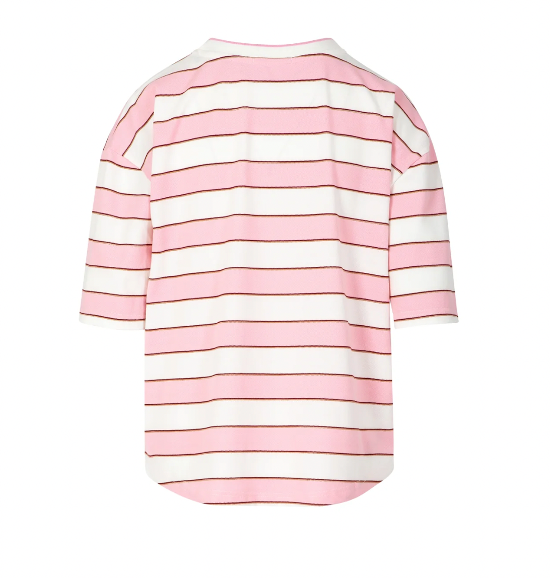 Coster Copenhagen Pink Stripe with Burgundy Oversized T-Shirt, 261-1120