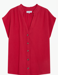 Grace & Mila Wesra Fuchsia Pink V-Neck Blouse